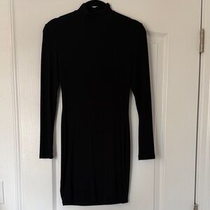 Long Sleeve Black Turtleneck Dress